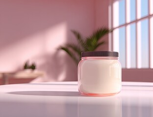 Cream jar on a table