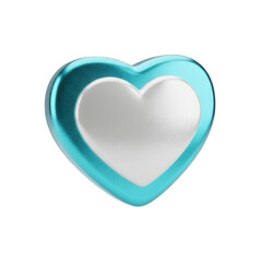 Fototapeta premium Coração Ícone Azul e Branco Brilhante Elemento 3D Render PNG Transparente blue heart isolated on white