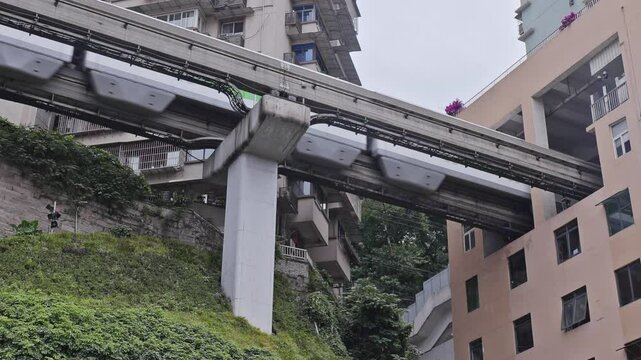 train on bridge in Chongqing china