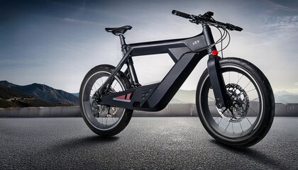 Obraz premium the modern design of a black electric bike in an isolated angle view