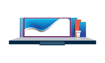 A clean, functional 2d stage setup designed for business conferences and corporate presentations.