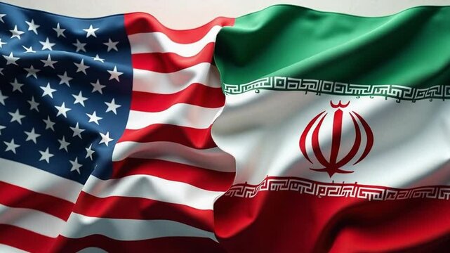 USA & Iran Diplomatic Tension &ndash; Flags Facing Off