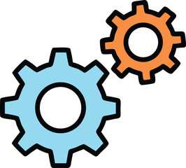 Colorful Gear Icon Vector for Settings and Tools. Simple Gear Icon Pair.