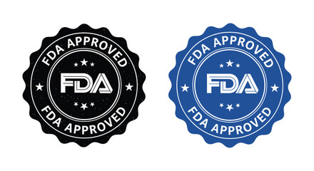 Black and blue fda approved seals with stars stamp