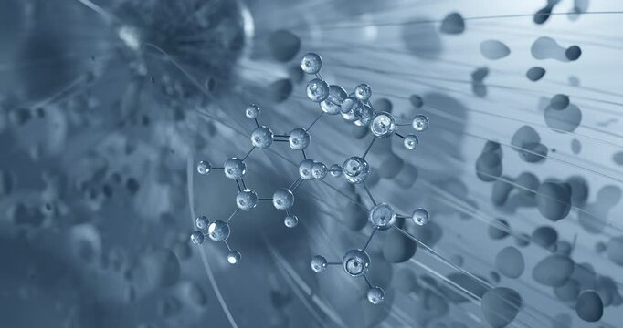 Tolbutamide rotating molecular 3d structure ball-and-stick model, looped video antidiabetic 
