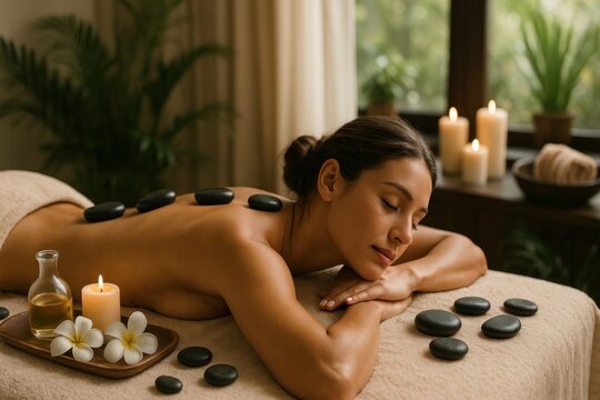 Relaxing spa massage therapy - Powered by Adobe