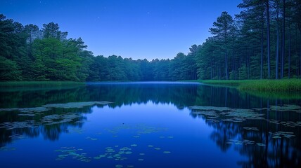 Fototapeta premium Landscape Peaceful Nature Forest Lake Scenery