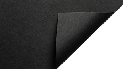 Dark black paper corner folded  isolated on white background