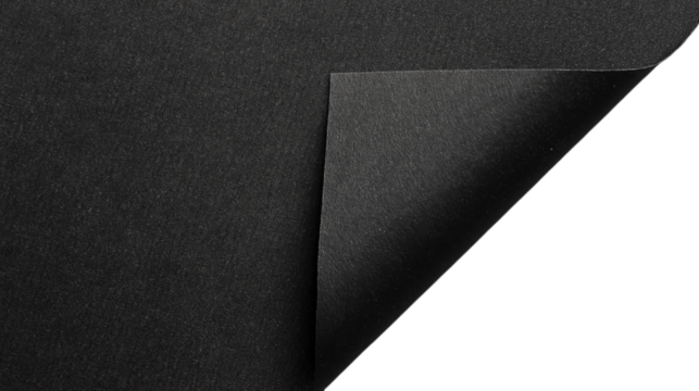 Dark black paper corner folded  isolated on white background