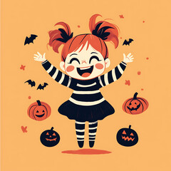 little girl with pumpkin