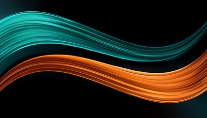 abstract gradient curves with teal and orange hues on black background