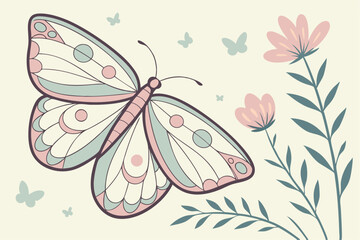 Pastel Flight – Butterfly Illustration