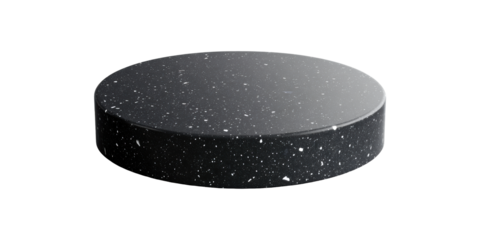 Black Terrazzo Circular Pedestal Display. Modern Minimalist Design For Product Showcasing Isolated On Transparent Background