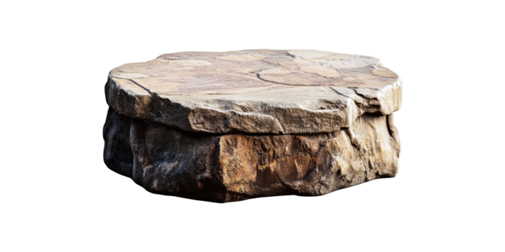 Rustic Stone Table. Natural Aesthetic For Outdoor Or Indoor Decor Isolated On Transparent Background