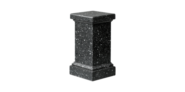 Black Granite Pedestal. Elegant Display Stand For Art And Decor Isolated On Transparent Background
