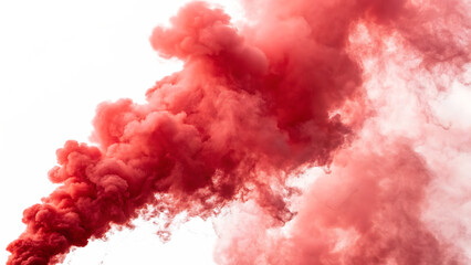 A vibrant cloud of red smoke isolated on transparent background, adding a dramatic and colorful...