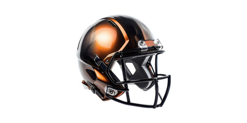 Futuristic Football Helmet With Metallic Finish. Advanced Sports Gear For Enhanced Protection Isolated On Transparent Background
