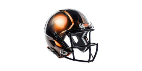 Futuristic Football Helmet With Metallic Finish. Advanced Sports Gear For Enhanced Protection Isolated On Transparent Background