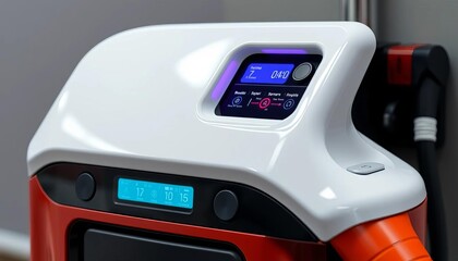 Sleek, modern fuel box with digital display and sensors,  fuel tank,  efficiency