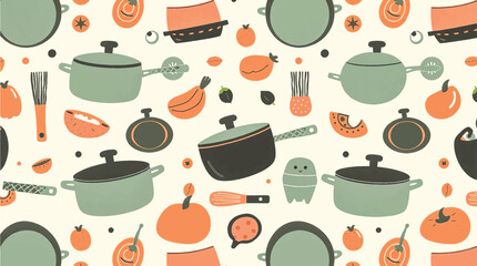 Kitchen tools pattern seamless background 
