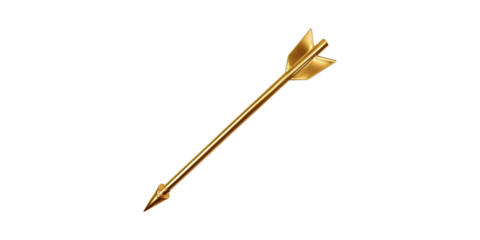 Golden Arrow. Symbol Of Precision, Success, And Achievement Isolated On Transparent Background