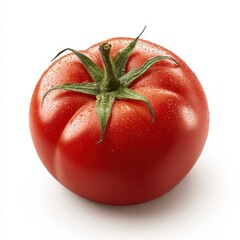 Fresh Red Tomato with Water Droplets Isolated on White Background Perfect for Food  and Culinary Designs