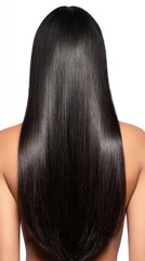 Obraz premium Healthy Long Straight Black Hair from Behind Woman's Shiny and Smooth Haircare