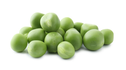 Pile of fresh green peas isolated on white