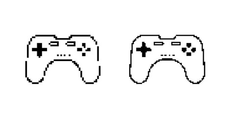 Black and white pixel art controllers in retro style. perfect for fans of classic video games.