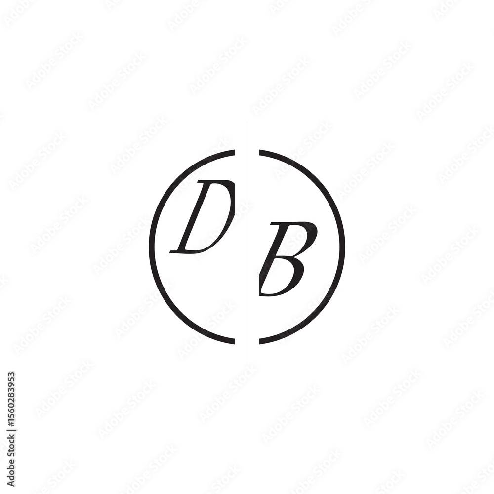 Poster Unique Vector Circled Monogram Simple Logo DB Initial Alphabet Design Alphabet