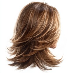 Gorgeous Brown Layered Hairstyle on Mannequin Head Isolated on White Background for Hair Salon Promotion