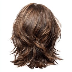 Naklejka premium Luxurious Brown Layered Hair Style Rear View of Wavy Medium Length Hair