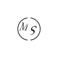 Unique Vector Circled Monogram Simple Logo MS Initial Alphabet Design Alphabet
