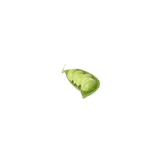 Fresh green peas in pod isolated on white