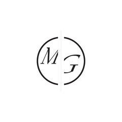 Unique Vector Circled Monogram Simple Logo MG Initial Alphabet Design Alphabet
