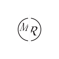 Unique Vector Circled Monogram Simple Logo MR Initial Alphabet Design Alphabet