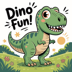 Cartoon dinosaur fun illustration for children design with cute t rex character
