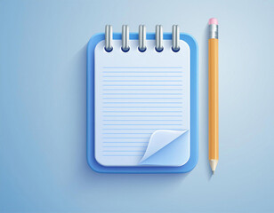 ミニマルなリングノート。CG風の清潔な筆記用紙。