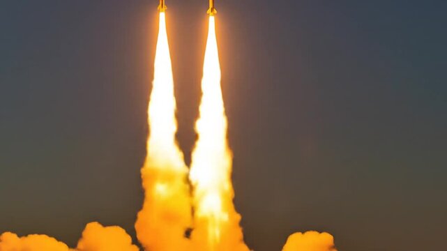 Rocket launch at night