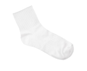 One comfortable cotton sock isolated on white, top view