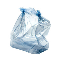 Obraz premium Crumpled blue plastic bag isolated on black background