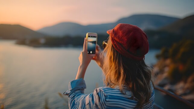 Travelers documenting journey with smartphone vlog - Powered by Adobe
