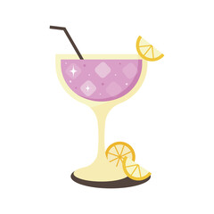 Isolated icon with cocktail Cosmopolitan with  oranges on transparent background. Beverage element.Cocktail Cosmopolitan concept.  Icon for decorations. Flat cartoon design. Vector illustration