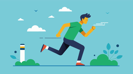 Fototapeta premium A man quits smoking and sets a goal to run a half marathon within the next year.. Vector illustration