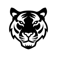 Illustration of a tiger head with black and white fill