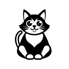Fototapeta premium Illustration of a black and white cartoon cat sitting