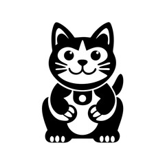Illustration of a black and white cartoon style cat