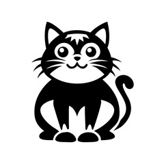 Illustration of a stylized black cat sitting upright