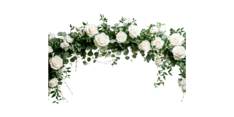 Elegant Rose Floral Arch With Greenery. Perfect For Weddings And Celebrations Isolated On Transparent Background