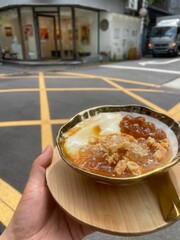 Sweet and delicious dessert with coffee